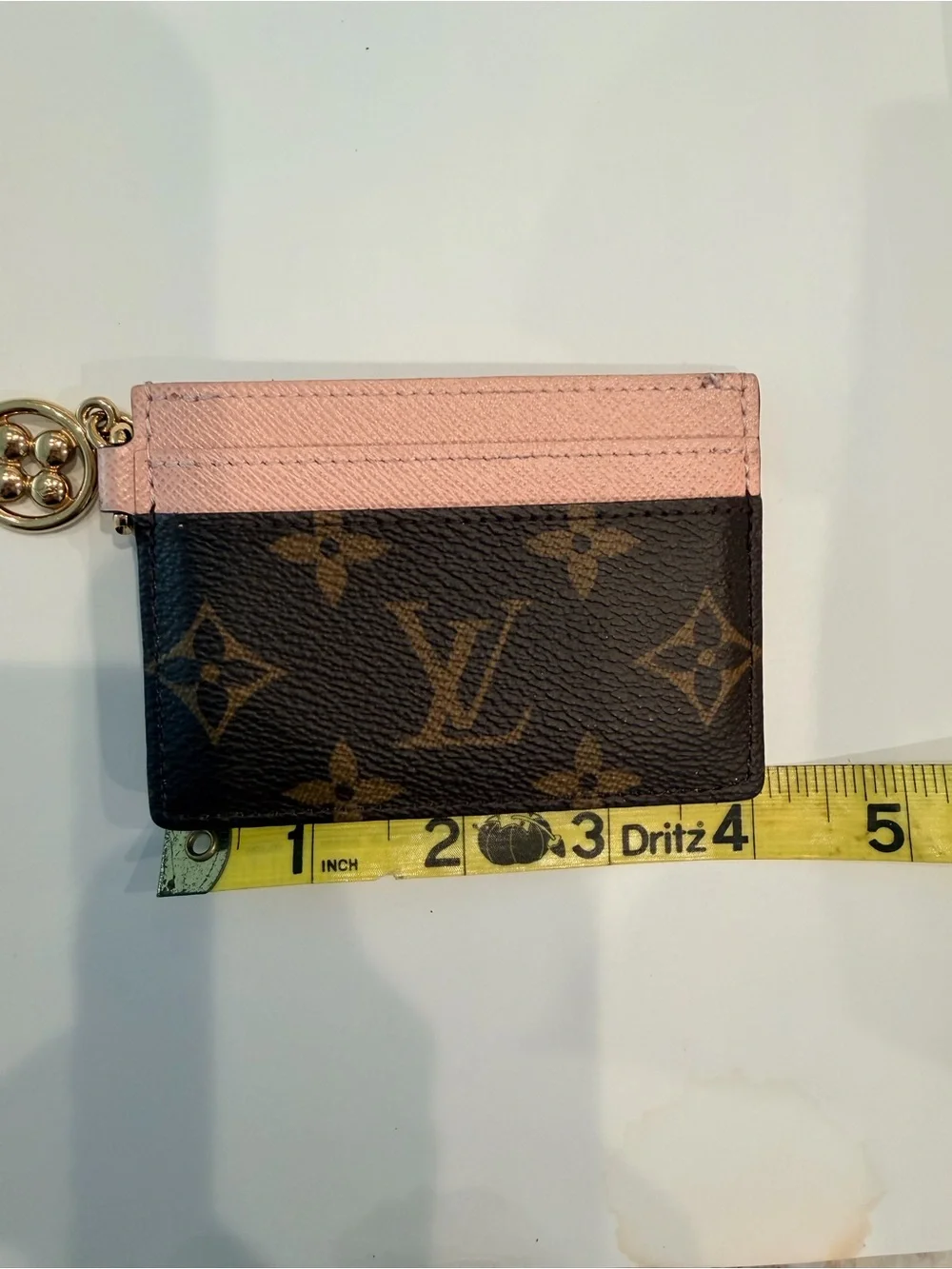 Louis Vuitton Brown Monogram Canvas with Pink Leather Card Holder Key Pouch